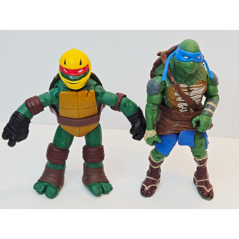TMNT Leonardo 2014 Paramount & Raphael 2012 Viacom Action Figure Lot 4.5"